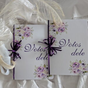 Caderno de Votos Par | Flores Lilás /lavanda | Personalizado