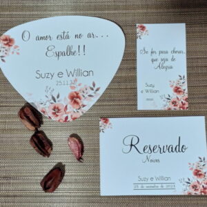 Leque + Lágrimas de Alegria + Reservado Mesa | Kit Casamento