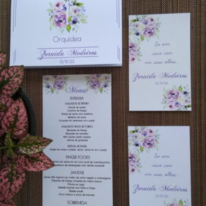 Menu + Lágrimas de Alegria + Marcador de Mesa |kit Casamento
