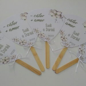 Leque Personalizado | Flores Brancas