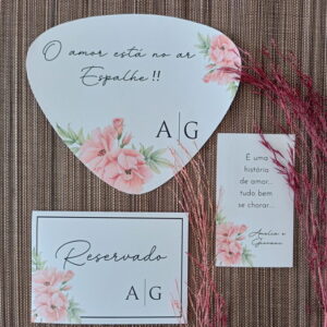 Leque + Lágrimas de Alegria + Reservado Mesa | Kit Casamento