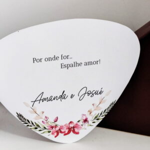 Leque Ventarola Personalizado | Flores Rosa