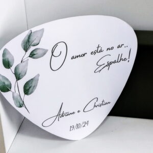 Leque Ventarola Personalizado | Folhas Verdes