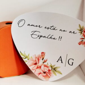 Leque Ventarola Personalizado | Flores Rosa