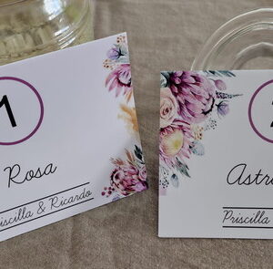 Marcador de Mesa | Numeração de Mesa | Nomes de Flores