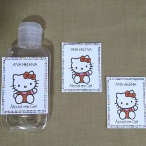 Rótulo Hello Kitty | Adesivo para Garrafinha de Álcool