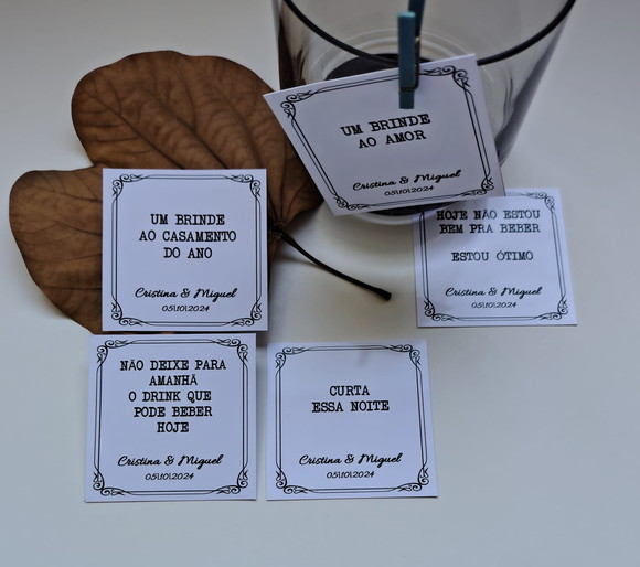 Tags Divertidas para Drinks | Personalizadas | com Pregador