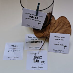 Tags Divertidas para Drinks | Personalizadas | com Pregador