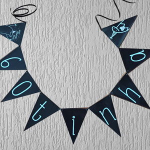 Varal 9 Bandeirinhas - Aniversário 60 Anos - Pronta Entrega